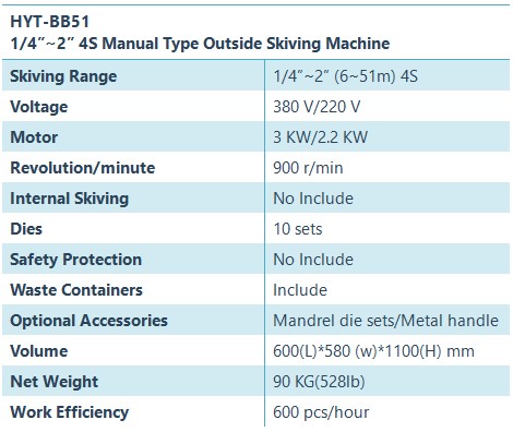 HYT-BB51 Manual Type Outside Skiving Machine