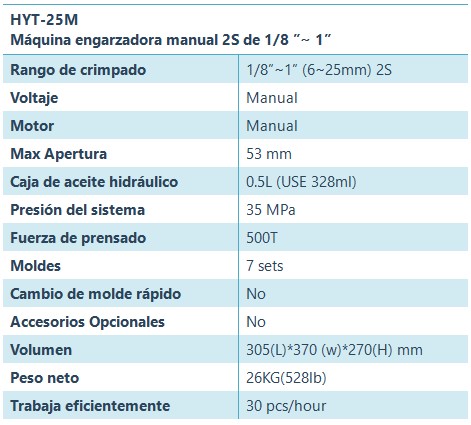 HYT-25M Máquina engarzadora manual