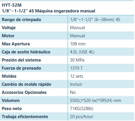 HYT-52M Máquina prensadora de tipo manual
