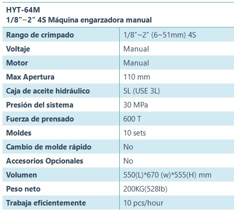 HYT-64M Máquina prensadora de tipo manual
