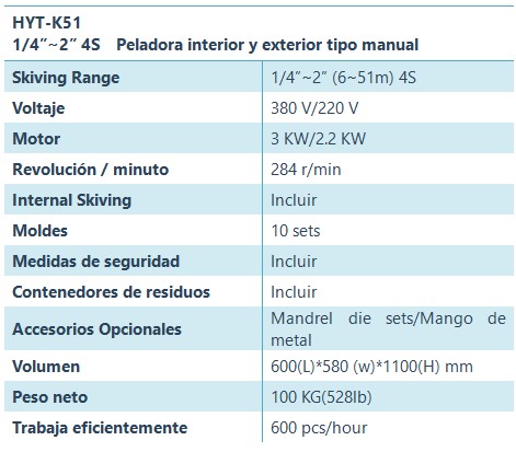 HYT-K51 Pelado de caucho interior y exterior de tipo manual