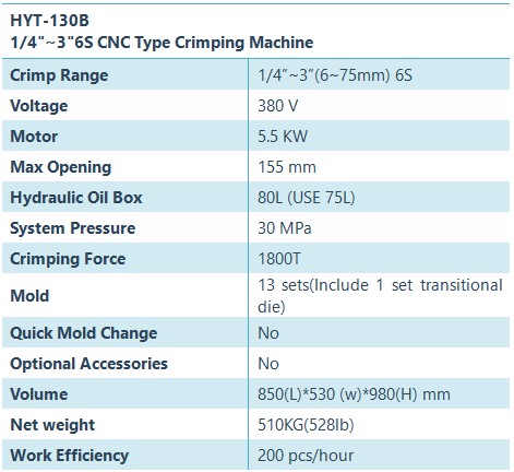 HYT-130B specification